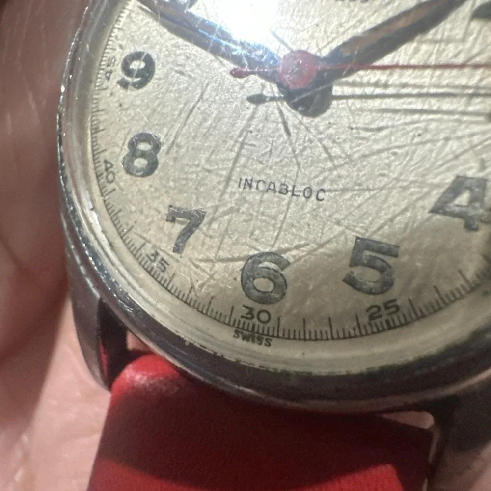 Works 1950s Eloga Swiss 17 Jewels Incabloc Manual Wind Watch 32mm 8
